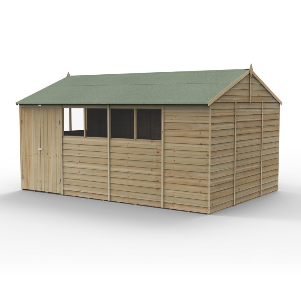 4LIFE Reverse Apex Shed 15×10 – Double Door – 6 Windows with Installation 5013053201206 2